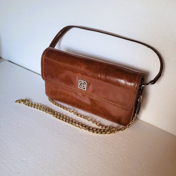 Giani Bernini Brown Leather Crossbody Handbag Multi-Zip Pockets - Picture 8 of 11